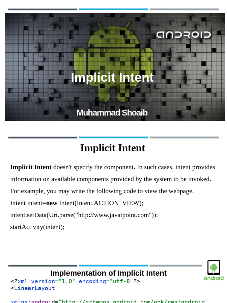 Implicit vs Explicit Intent in Android | PDF | Android (Operating ...