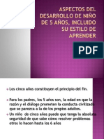 ASPECTOS DEL DESARROLLO DE NIÑO DE 5 AÑOS