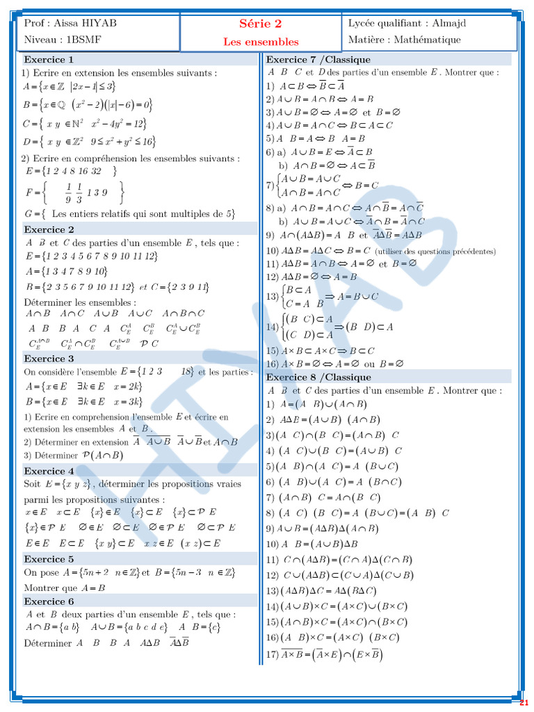 Mathematical Set Operations Guide | PDF