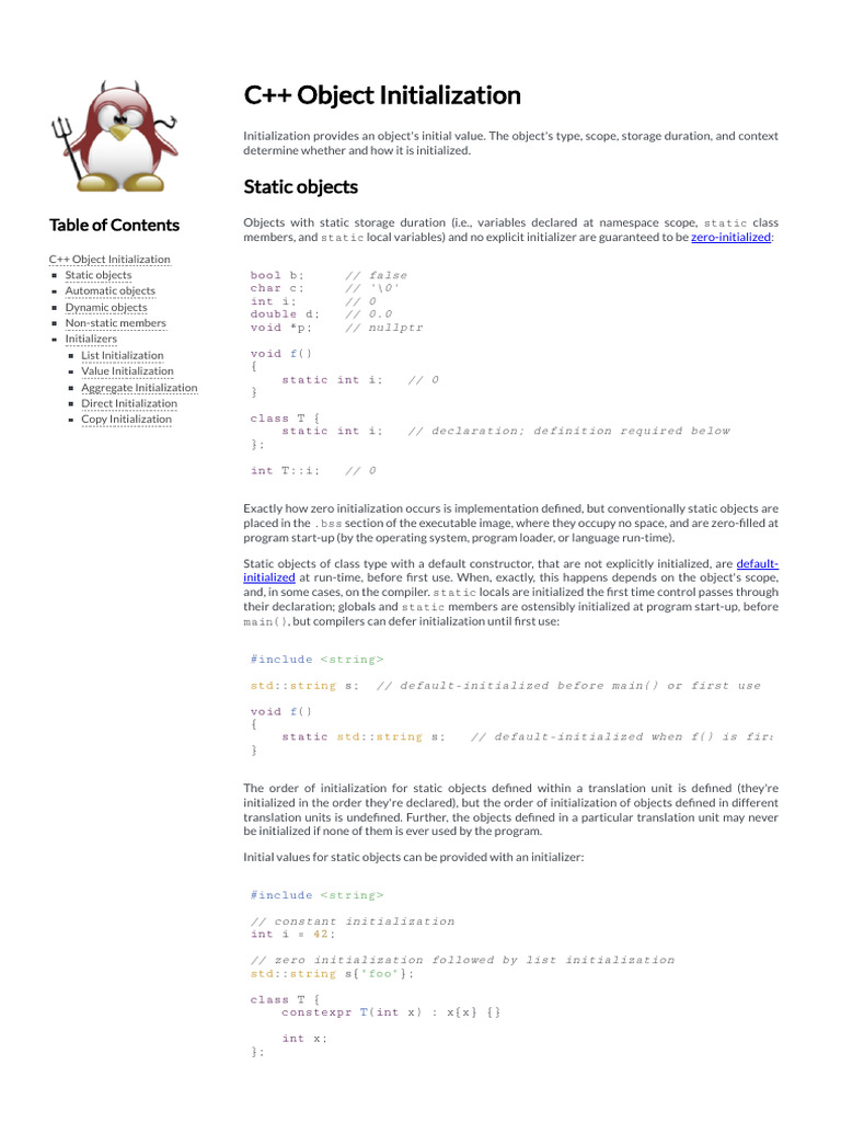 C++ Object Initialization Guide | PDF | Constructor (Object Oriented ...