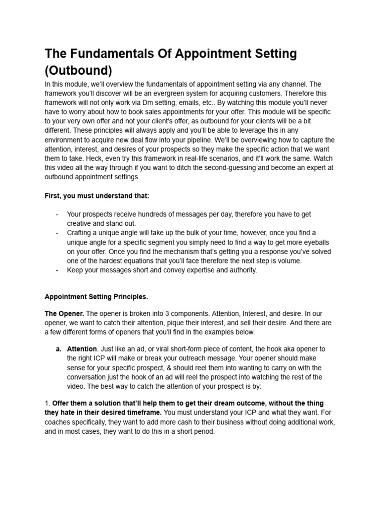 The Fundamentals of Appointemt Setting | PDF