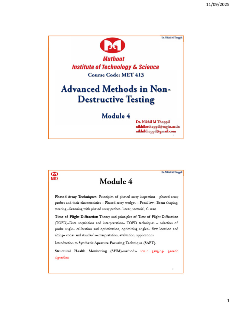 Phased Array Ultrasonic Testing Overview | PDF | Ultrasound ...