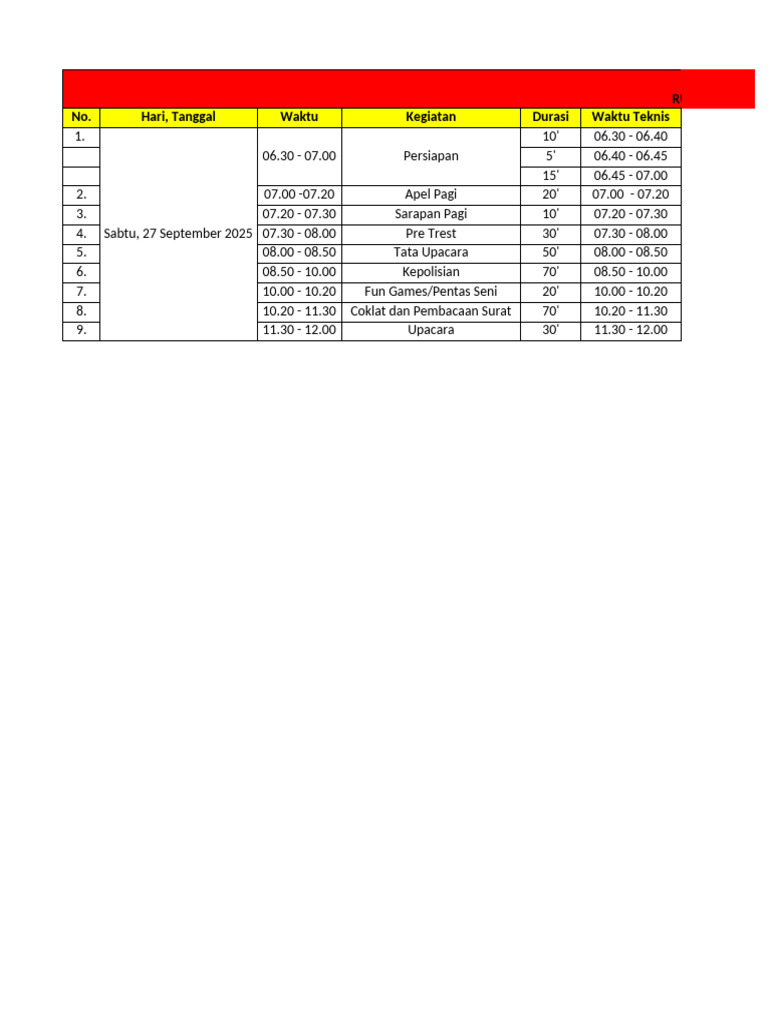 Rundown Kegiatan Latap Day 4 | PDF