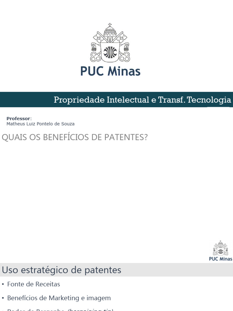 Aula+02+ +Import%C3%A2ncia+e+Aplica%C3%A7%C3%B5es+PI | PDF | Patente ...