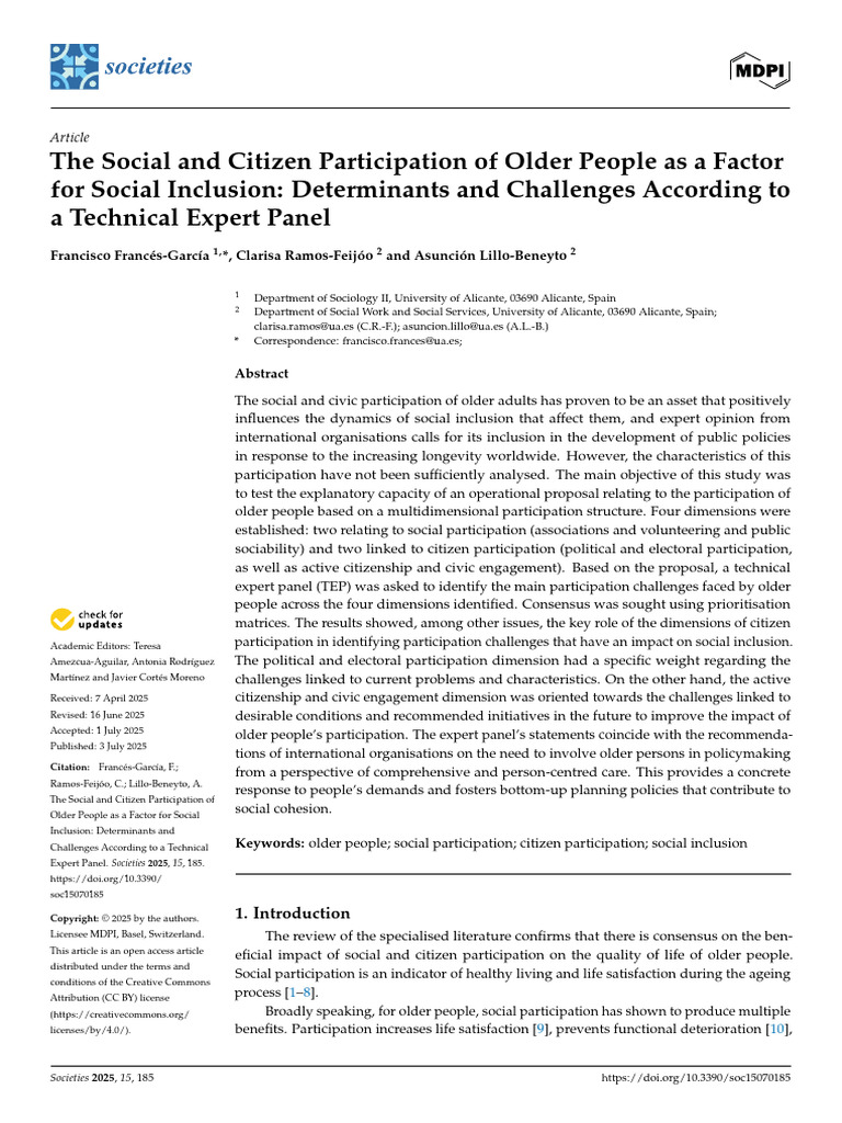 Social Participation of Older Adults: Insights | PDF | Public ...