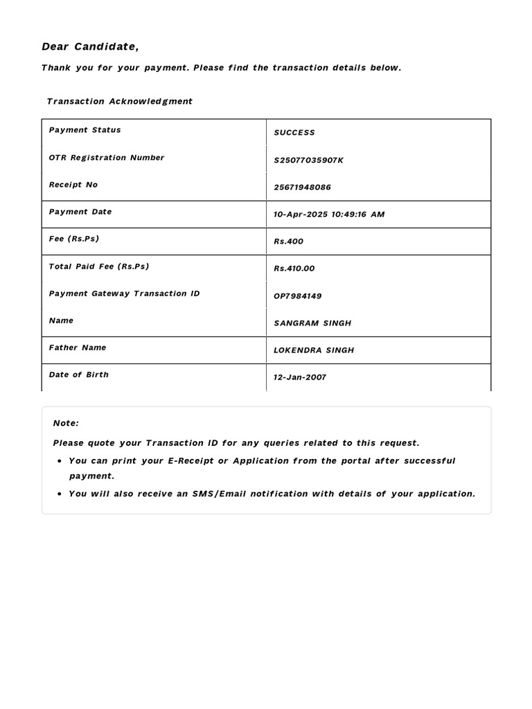 One Time Registration (OTR) | PDF