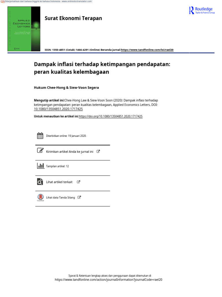 The Impact of Inflation On Income Inequality - En.id | PDF