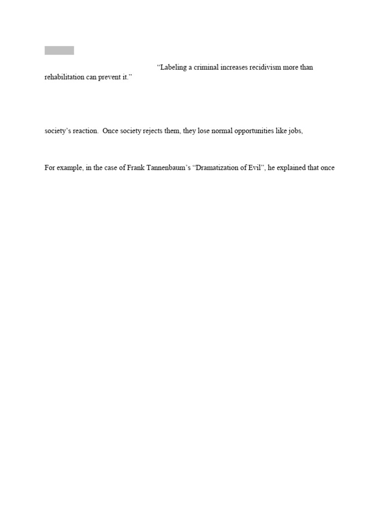 Dramatization of Evil and Recidivism | PDF