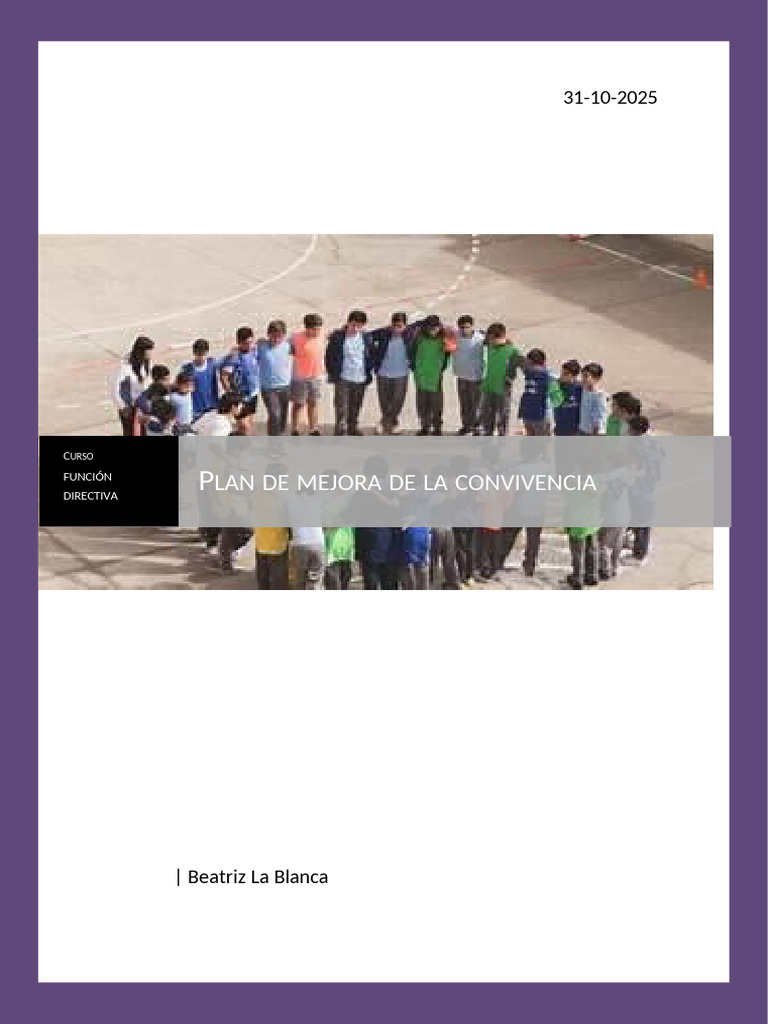 Plan de Mejora para la Convivencia Escolar | PDF | Escuelas | Acoso ...