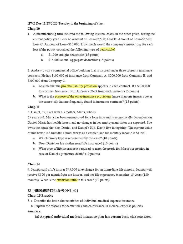 Insurance Loss Calculations and Provisions | PDF | Insurance | Deductible