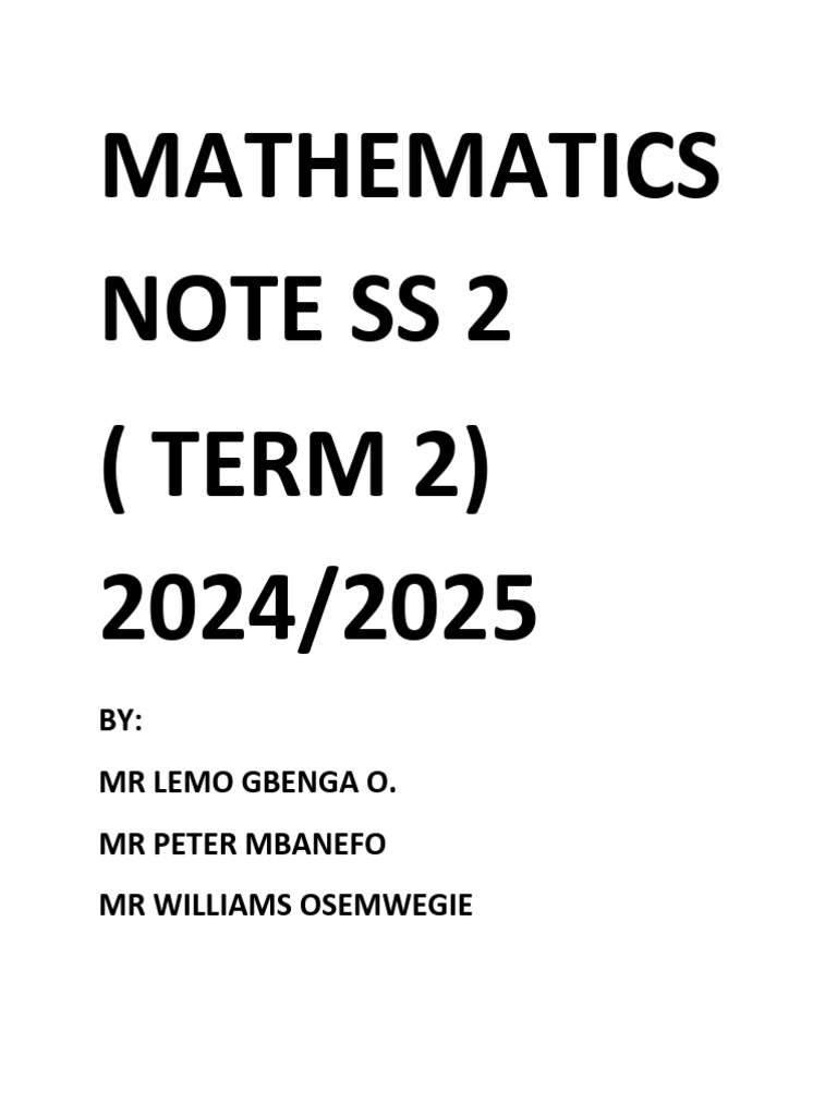 S S 2 Term 2 Maths Note 2024-25 | PDF | Matrix (Mathematics) | Circle