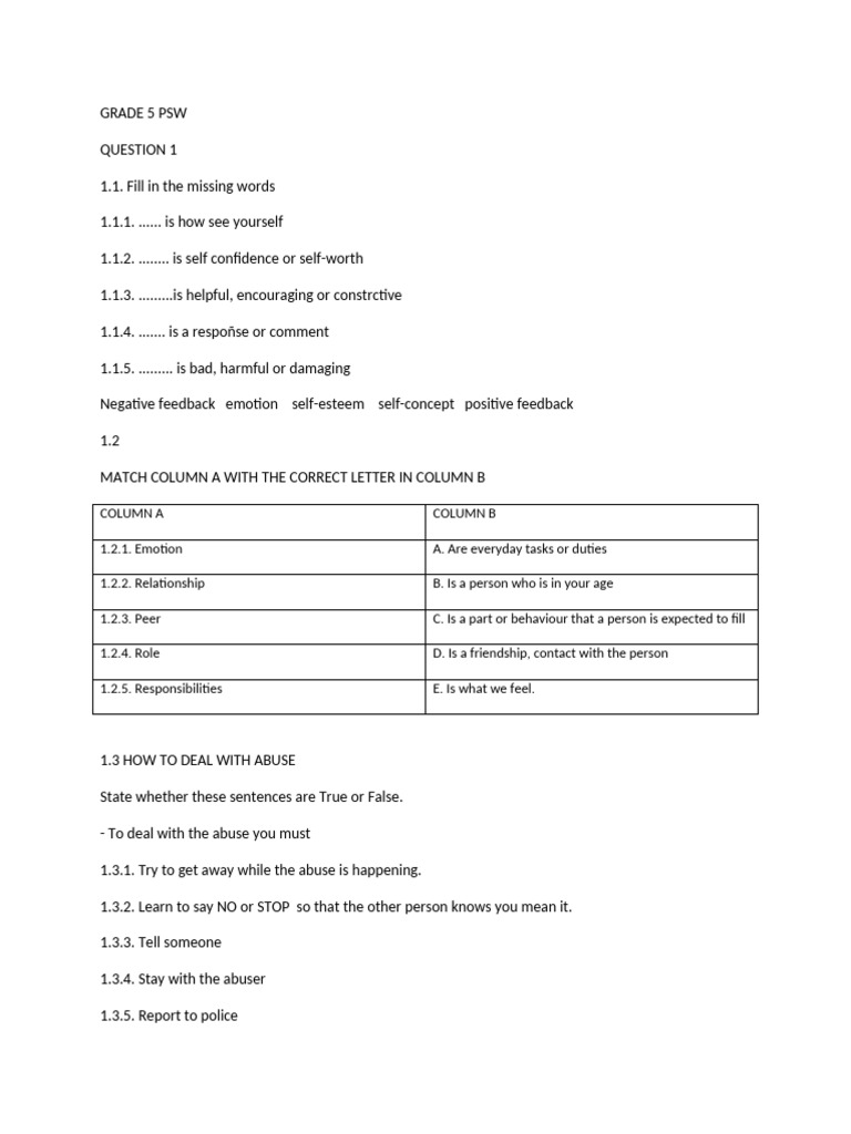 Term 4 PSW Grade 5 | PDF
