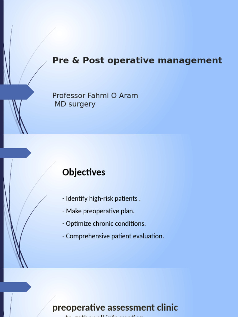 Pre & Postoperative Patient Management | PDF | Thrombosis | Coronary ...