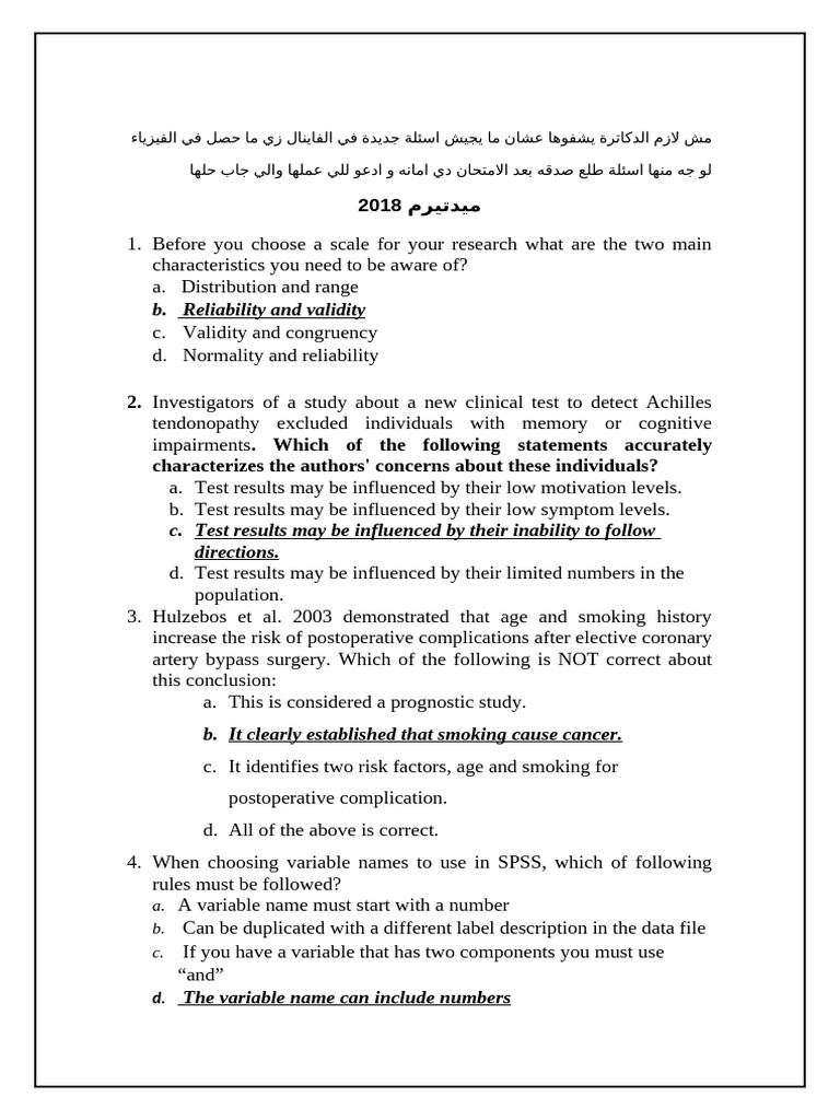 Midterm Exam Questions on Research Methods | PDF | Level Of Measurement ...