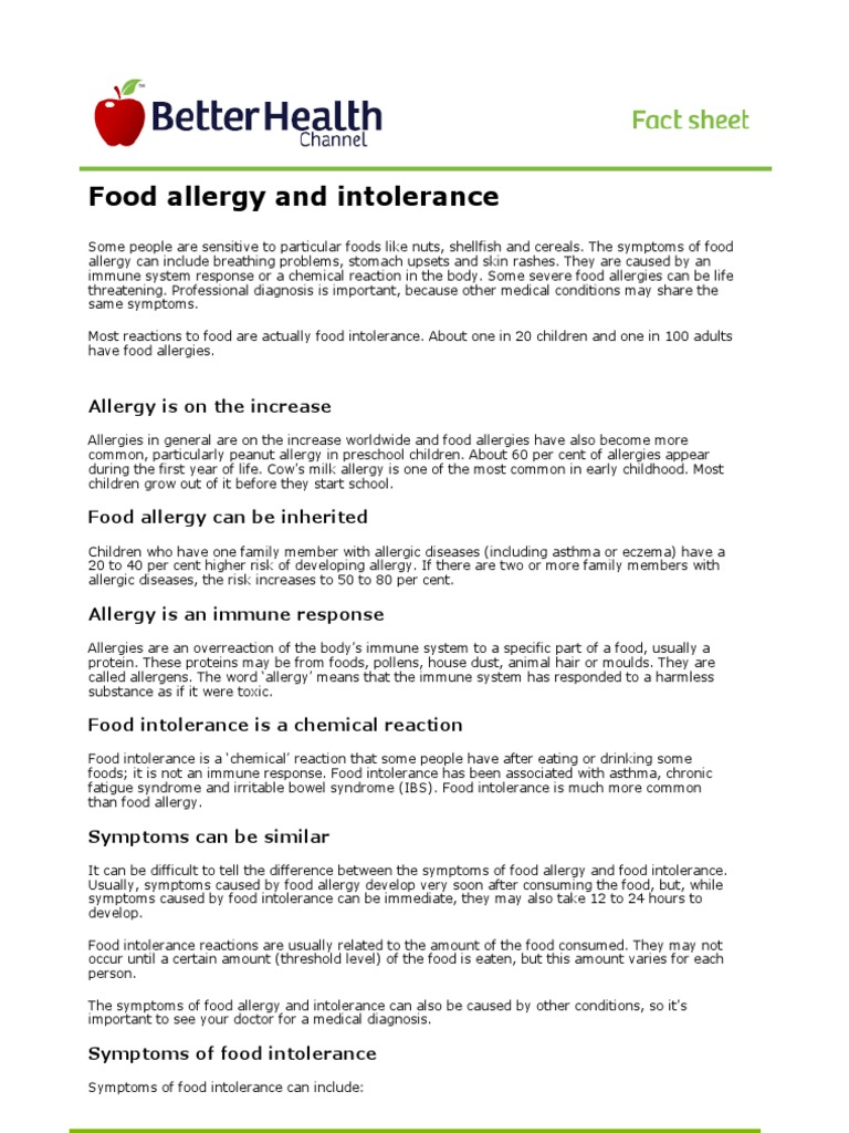 Food Allergy and Intolerance | PDF | Food Allergy | Allergy