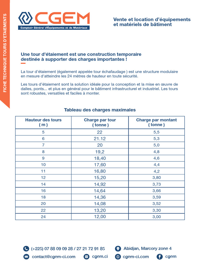 Fiche Technique des Tours d'Étaiement | PDF
