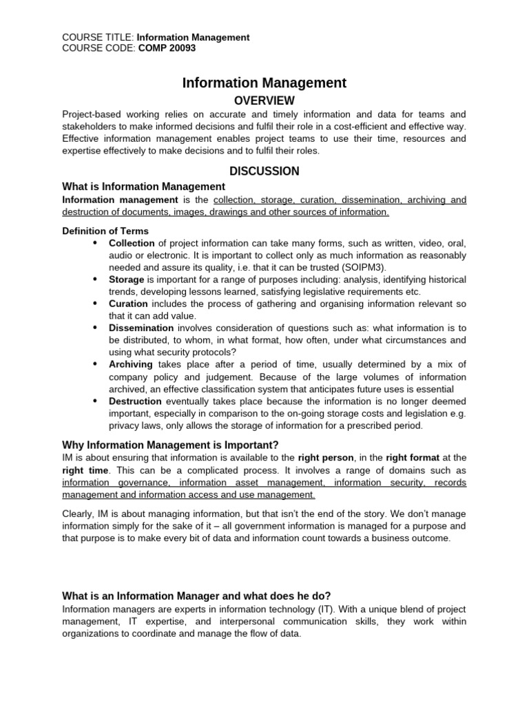 Effective Information Management Principles | PDF | Information ...