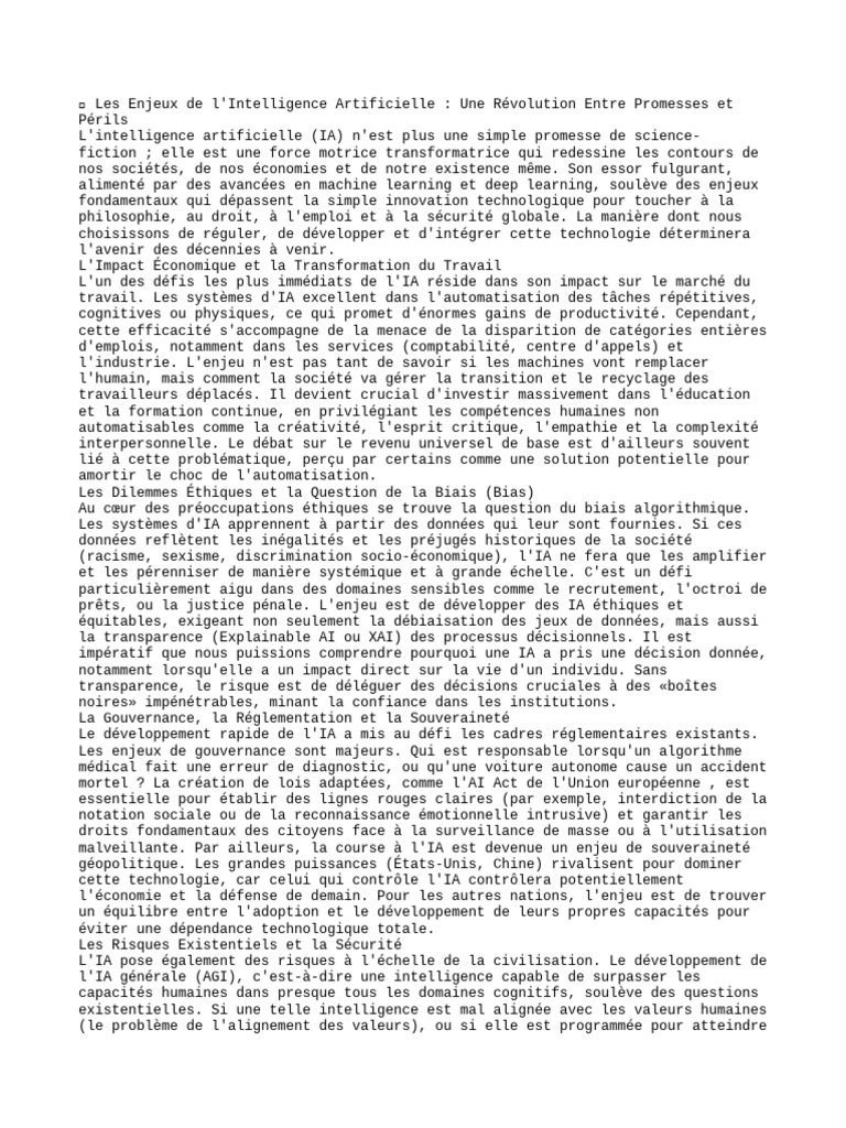 Les Enjeux de l'IA | PDF | Intelligence artificielle | Intelligence (IA ...