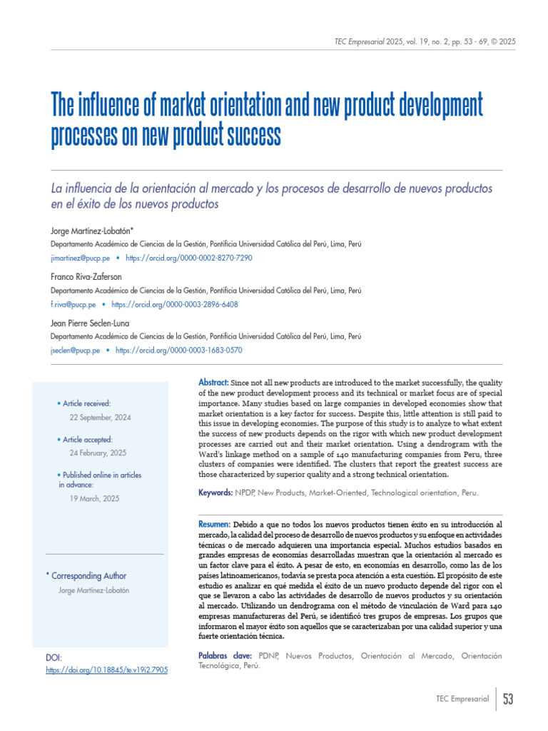Market Orientation and Product Success | PDF | Cluster Analysis ...