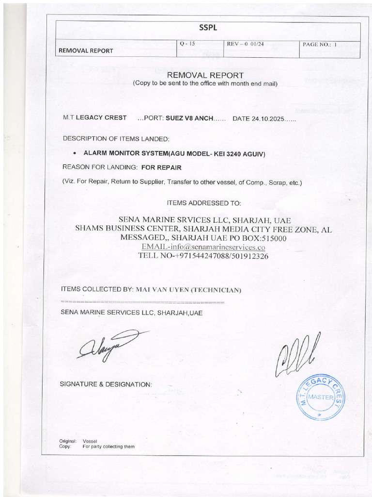 SSPL Removal Report for Alarm Monitor | PDF