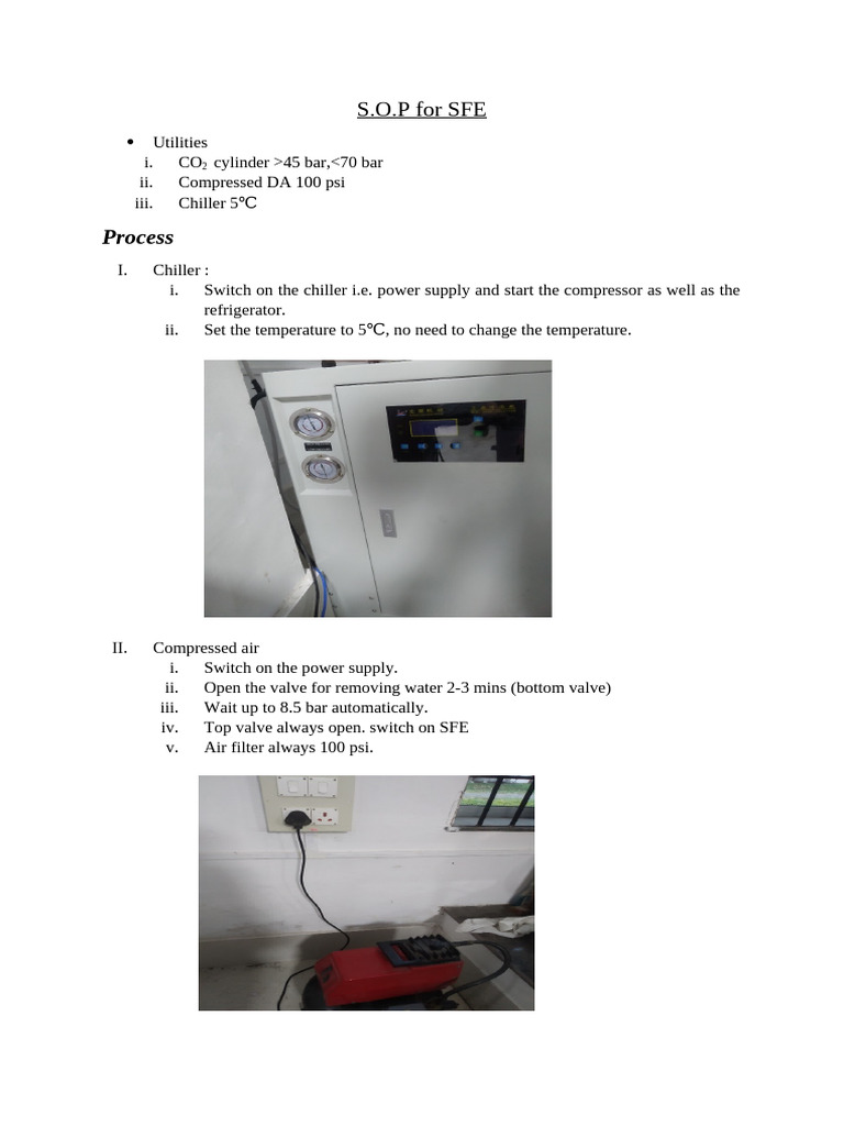 SFE Operation Standard Procedures | PDF