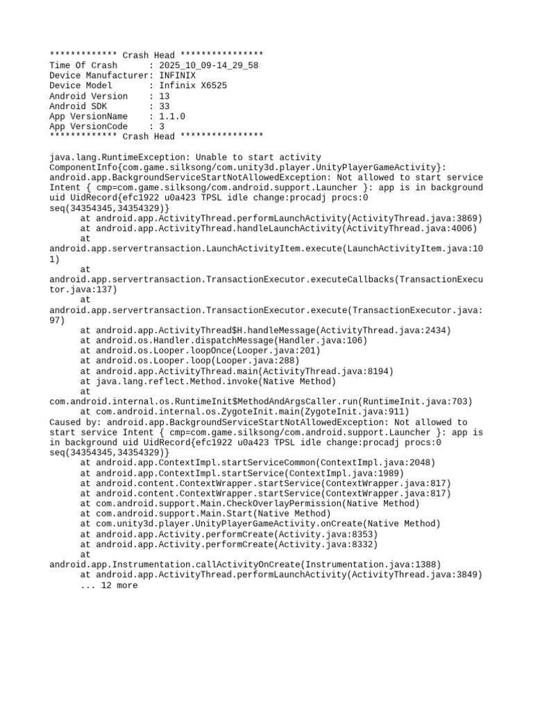 Infinix X6525 Crash Report Analysis | PDF | Java (Programming Language ...