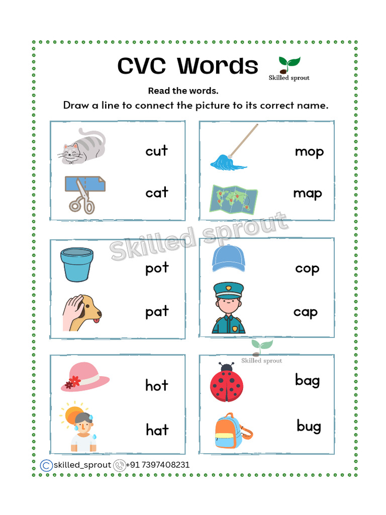 CVC Words Practice Worksheet | PDF