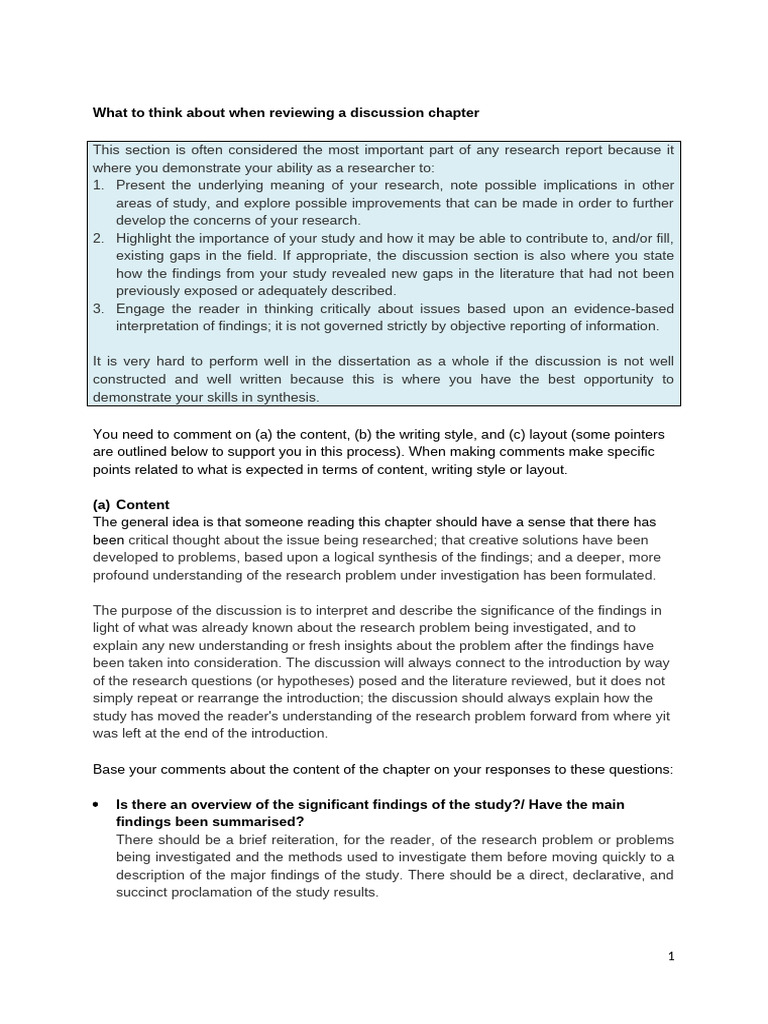 Key Considerations for Discussion Chapters | PDF | Cognitive Science ...