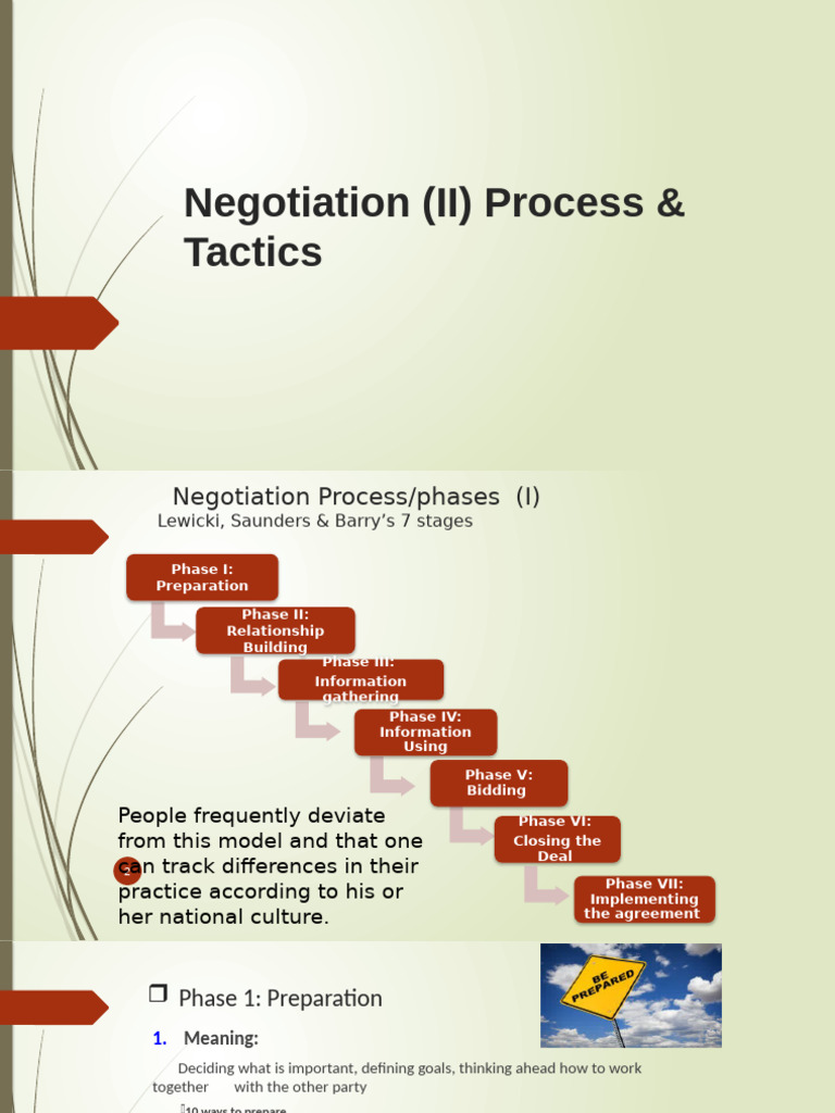 Negotiation Process and Tactics Guide | PDF | Negotiation