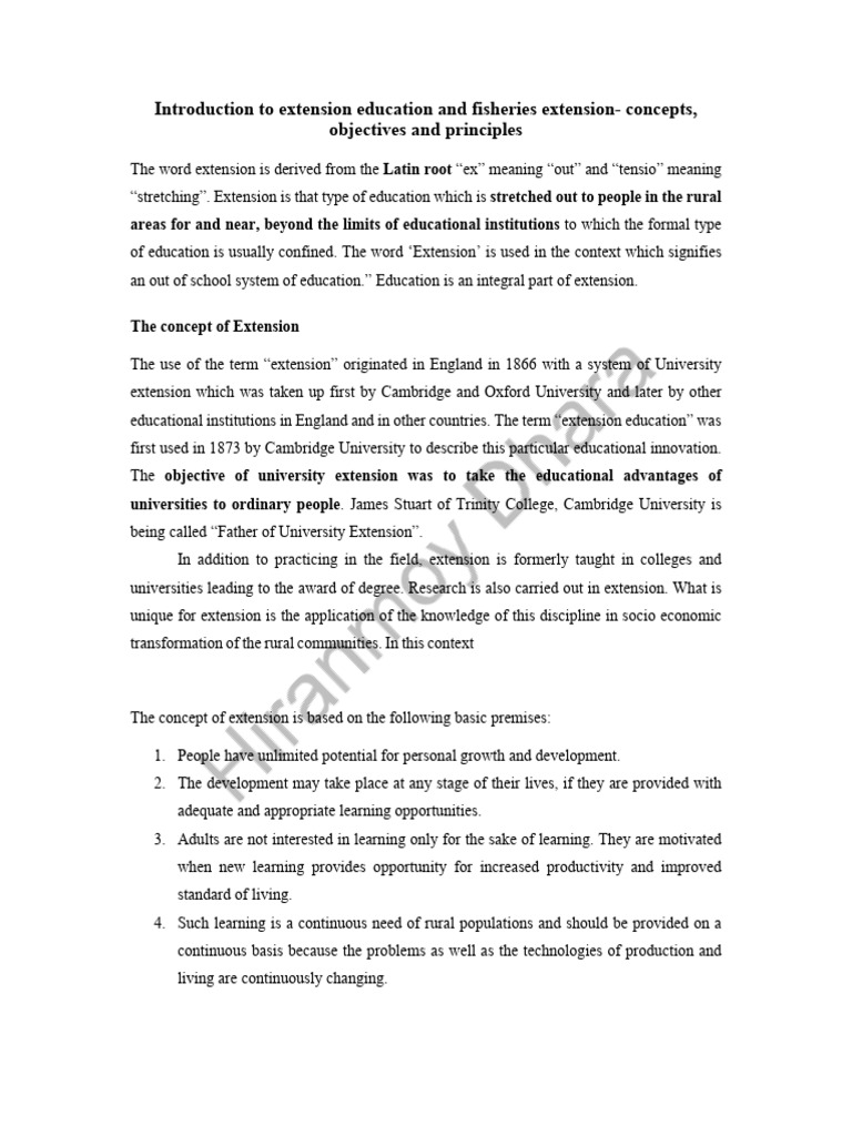 Introduction To Extension Education and Fisheries Extension Concepts ...