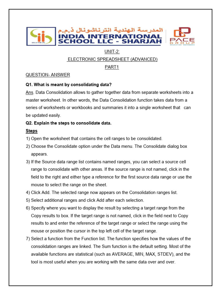 Electronic Spreadsheet -Notes | PDF | Spreadsheet | Hyperlink