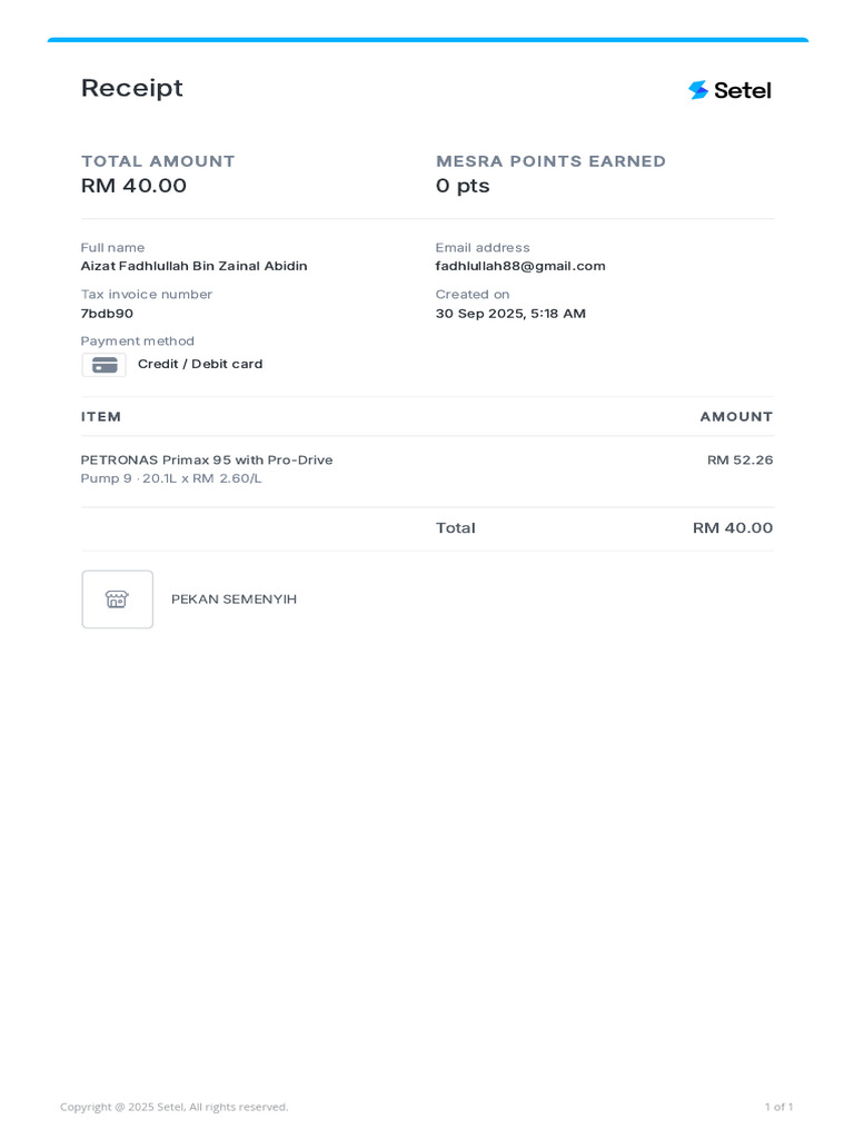 Purchase Checkout Receipt | PDF