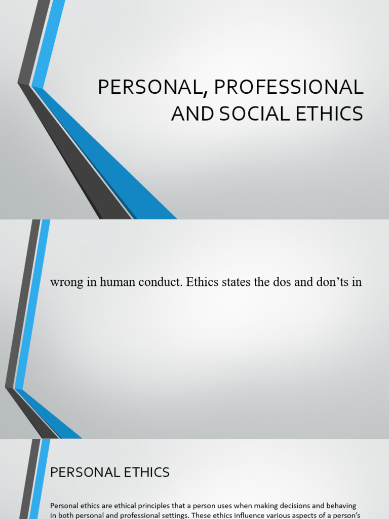 Personal, Professional, and Social Ethics | PDF | Integrity ...
