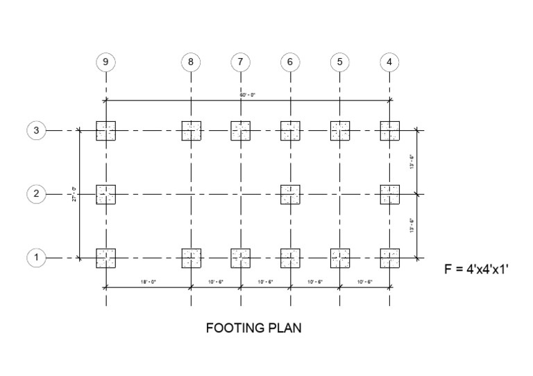 Footing Plan Dimensions and Layout | PDF