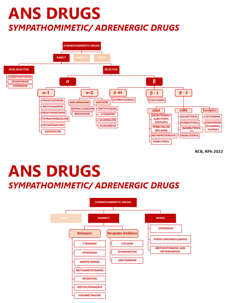 ANS Drugs Map | PDF | Drugs | Drugs Acting On The Nervous System