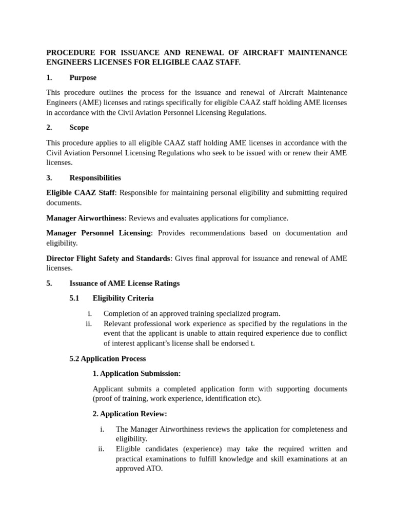 AME License Issuance & Renewal Procedure | PDF | Aviation