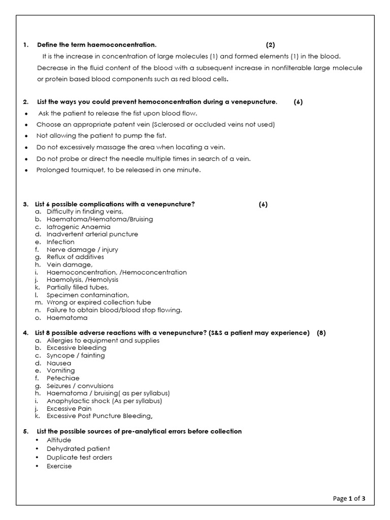 Class Test 4 Memo - 241009 - 091251 | PDF | Blood | Hematology