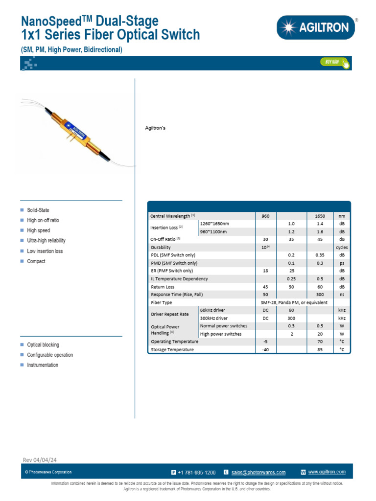 NS - Dual Stage 1x1 - Switch - All | PDF | Fiber Optic Communication ...