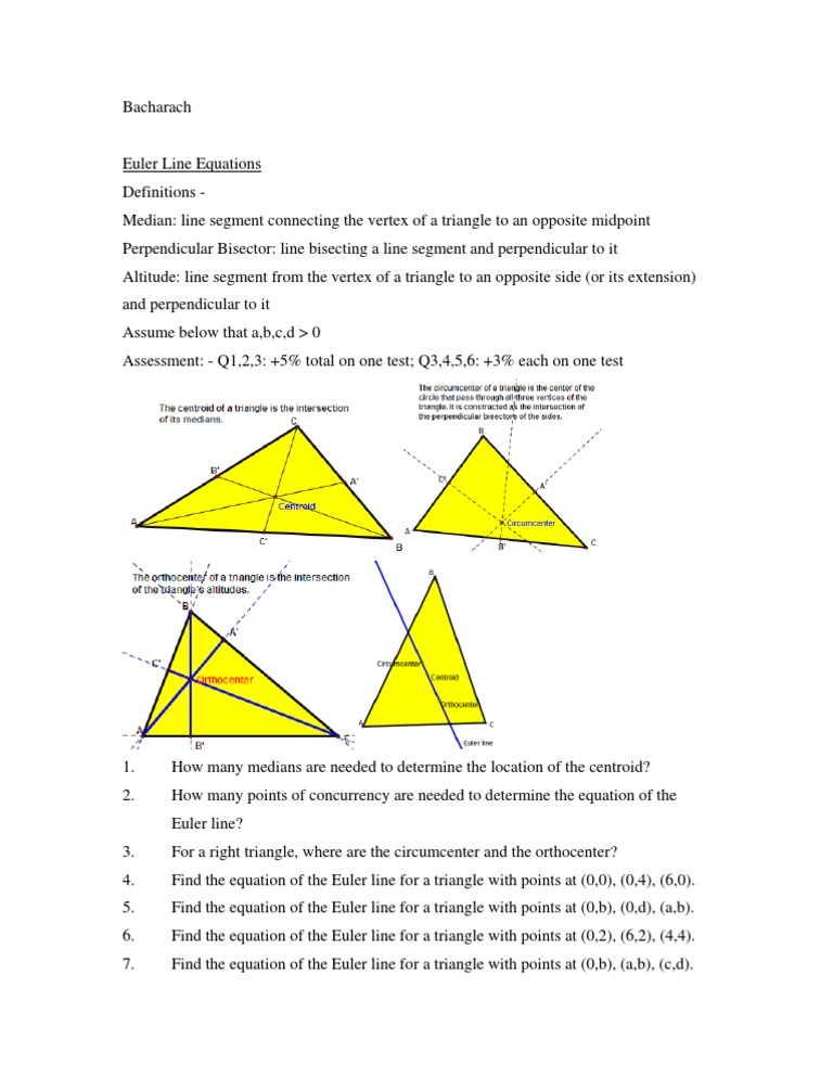 Euler Line Equations in Triangles | PDF