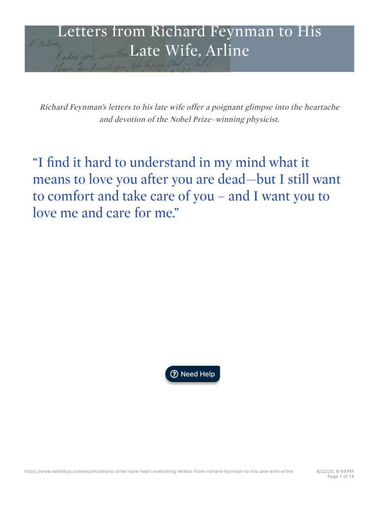 No Other Love - Heart-Wrenching Letters From Richard Feynman To His ...
