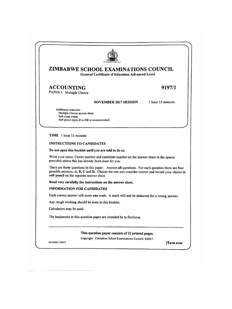 ACC Paper 1 - 2017 To 2024 | PDF
