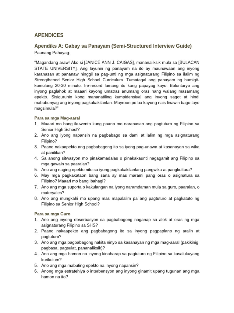 Research Instrument Filipino Formatted | PDF
