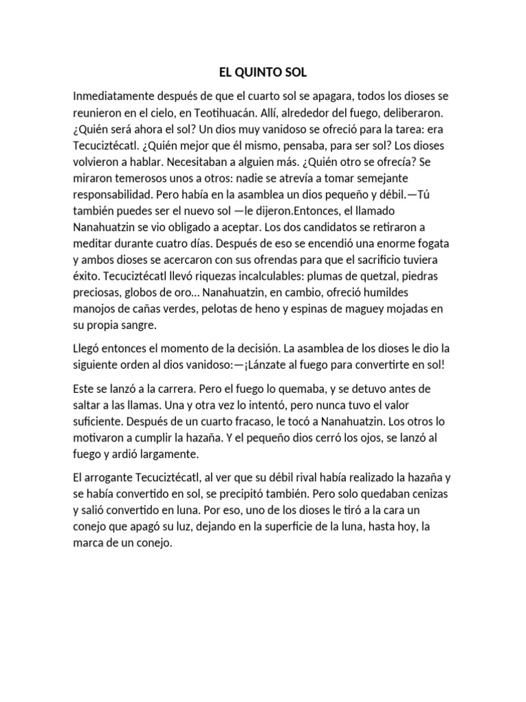 La leyenda del Quinto Sol | PDF