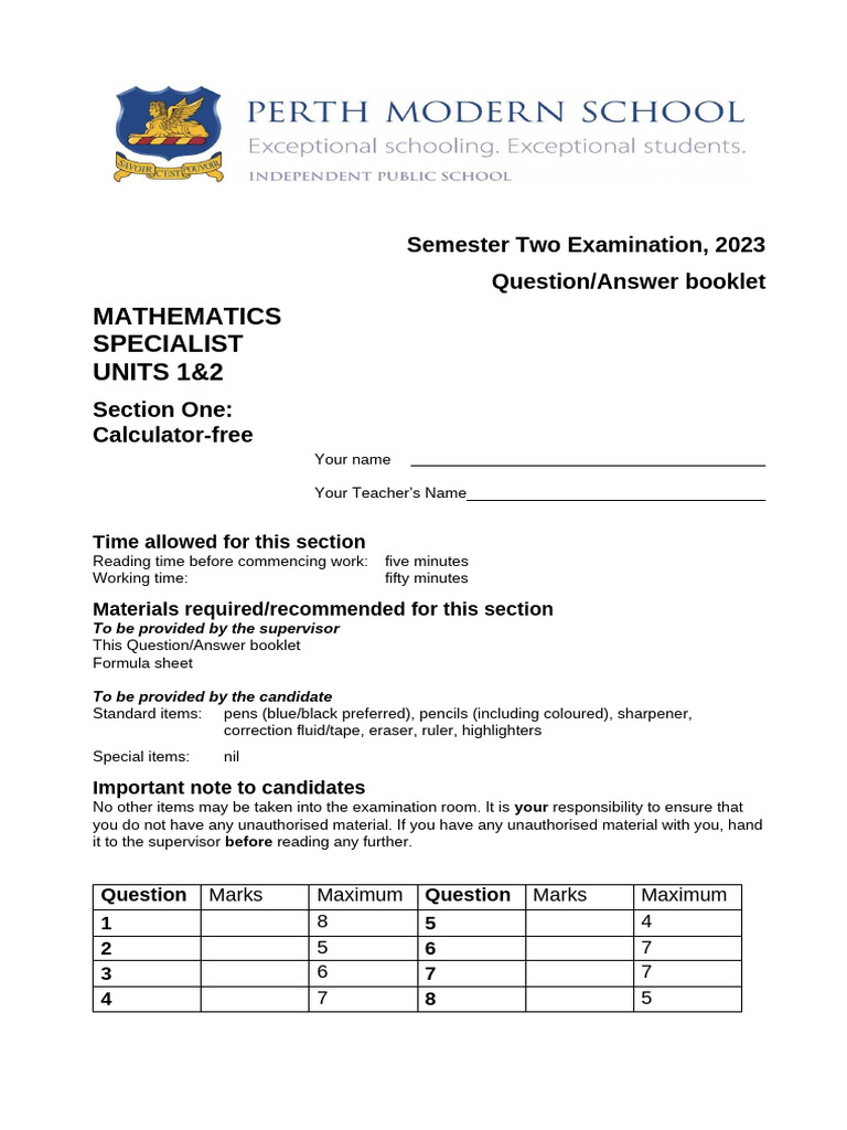 2023 Mathematics Specialist Exam Guide | PDF | Angle | Geometry