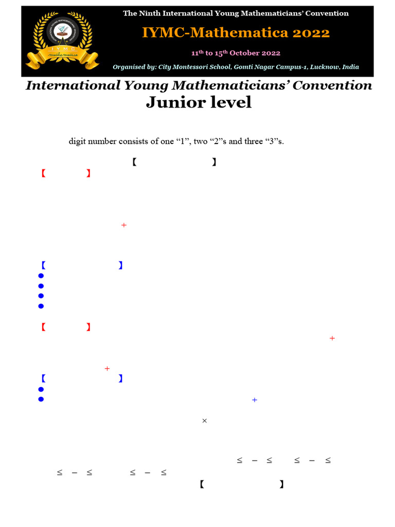 2022 Iymc Junior Team 246solution | PDF | Numbers | Triangle