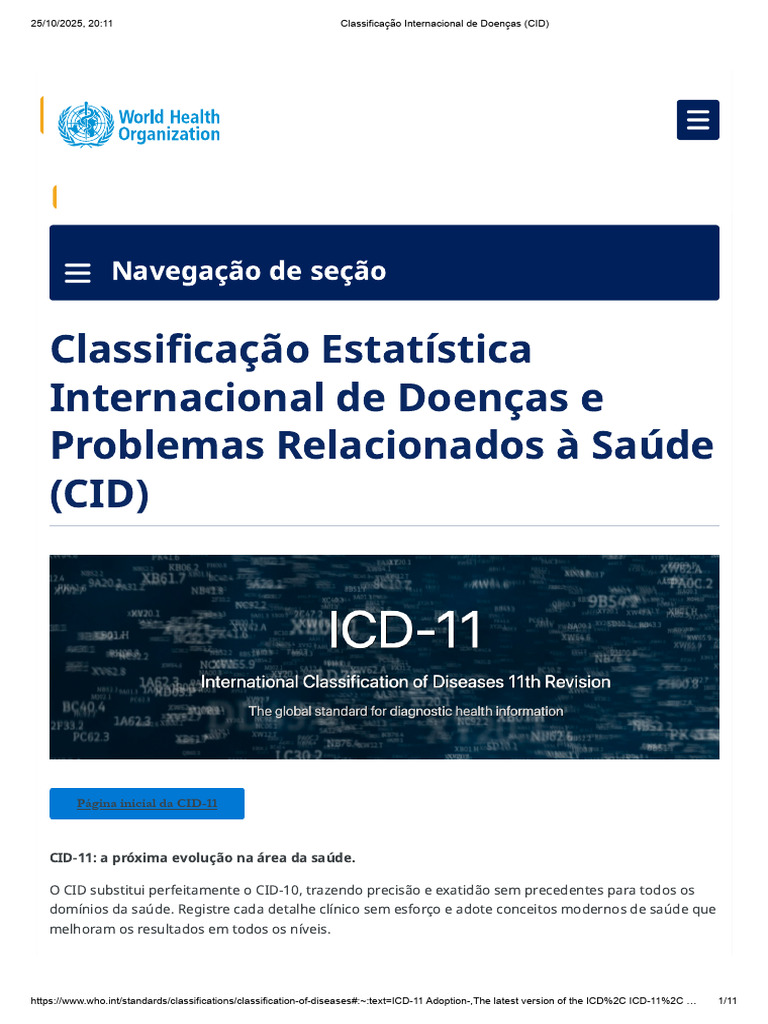 Classificação Internacional de Doenças (CID) | PDF | Saúde global ...
