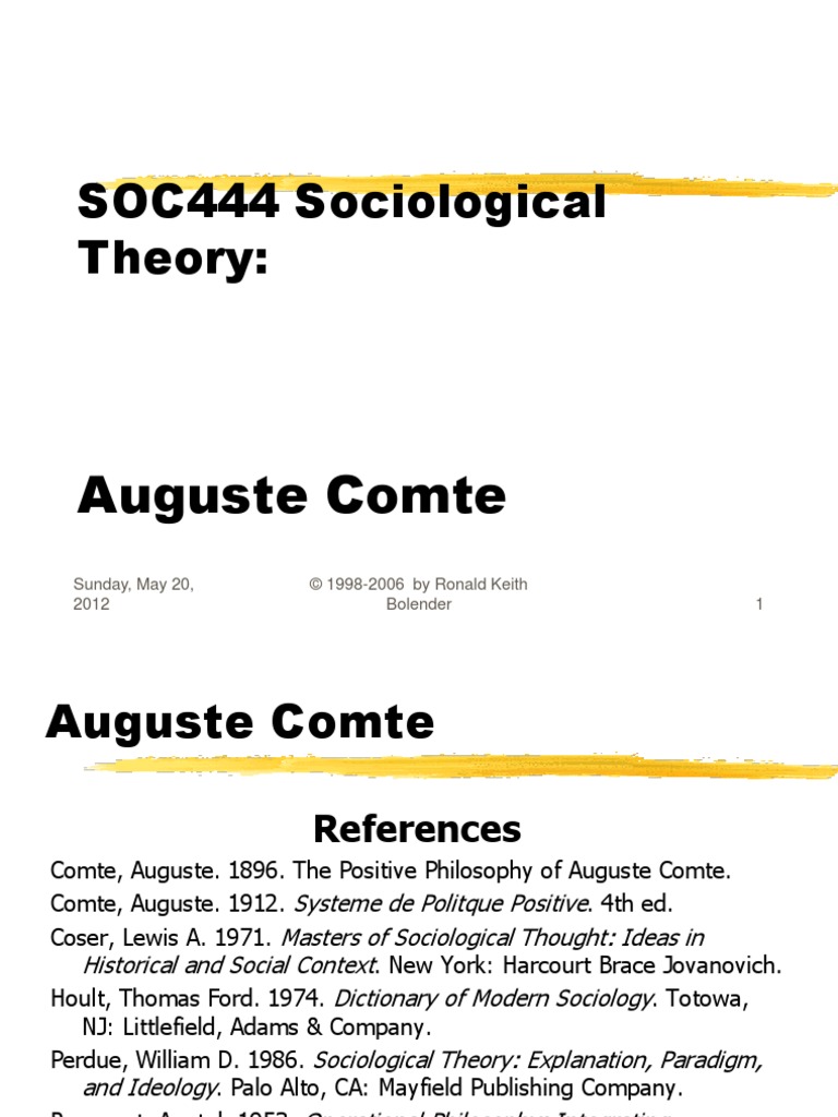 Auguste Comte PDF Positivism Sociology