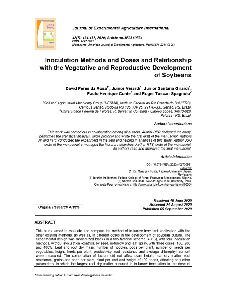 Inoculation Methods Impact on Soybean Growth | PDF | Legume | Root