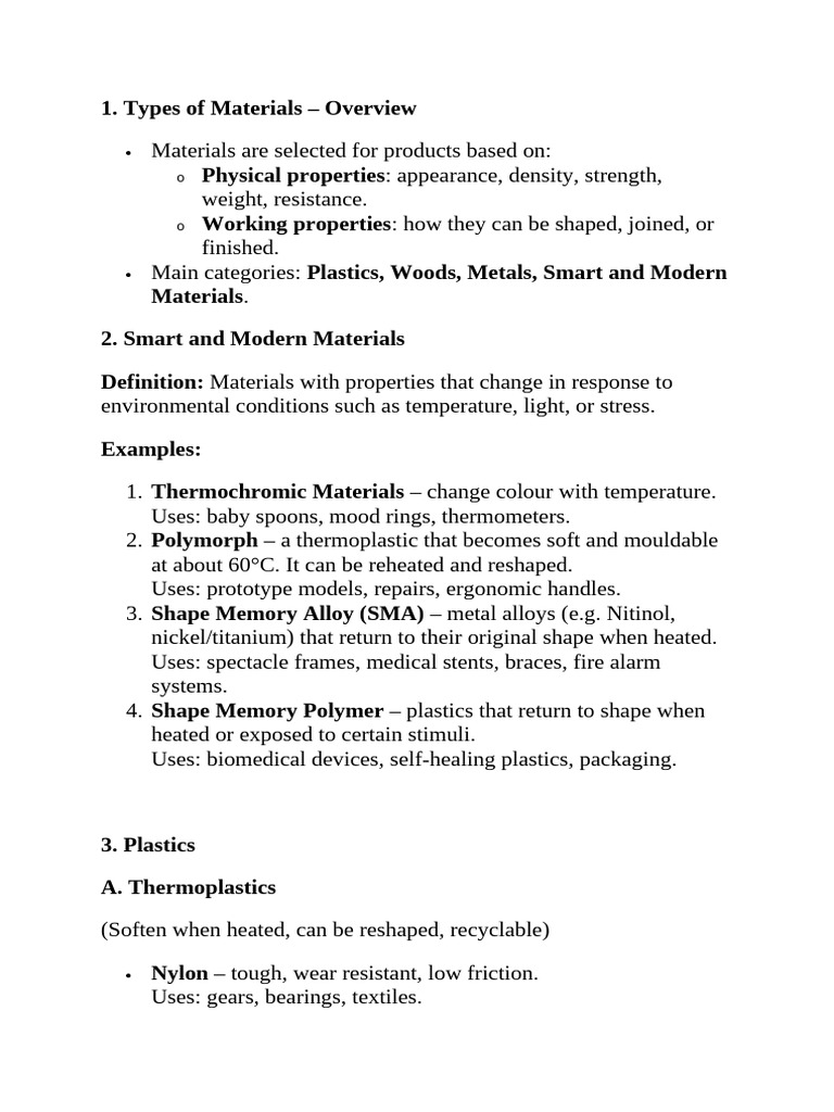 Overview of Materials and Their Uses | PDF | Thermoplastic | Plywood