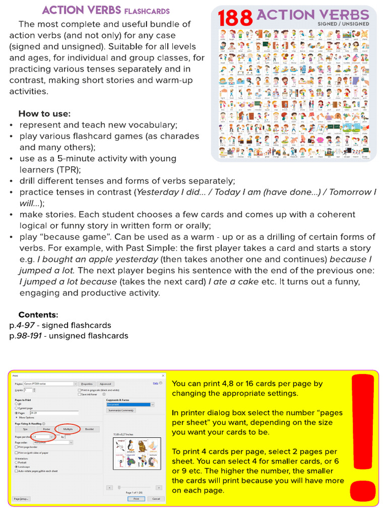 1 - Action Verbs Flashcards | PDF